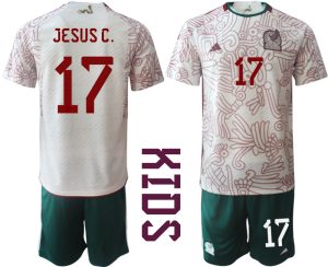 Mexiko Bortatröja Barn VM 2022 Kortärmad + Korta byxor med tryck JESUS C. 17