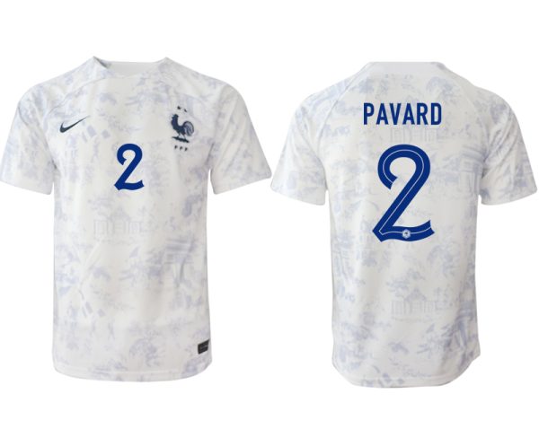 Frankrike Bortatröja Herr VM 2022 Tracksuit Kortärmad Fotbollströjor med tryck PAVARD 2