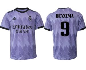 Real Madrid Bortatröja Herr 2023 Kortärmad Fotbollströjor med tryck BENZEMA 9