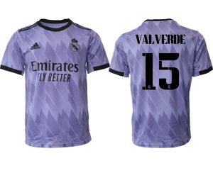 Real Madrid Bortatröja Herr 2023 Kortärmad Fotbollströjor med tryck VALVERDE 15