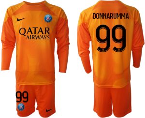 DONNARUMMA #99 Paris Saint-Germain PSG 2023 Målvaktströja Herr orange Langarm + Kurze Hosen