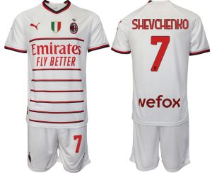 SHEVCHENKO #7 Billiga Fotbollströjor AC Milan Bortatröja Herr 2023 Kortärmad + Korta byxor