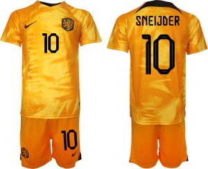 Billiga fotbollströjor Nederländerna Hemmatröja VM 2022 Herr med tryck SNEIJDER 10