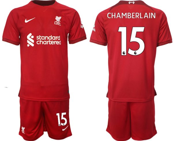 Fotbollströjor Billigt Liverpool Hemmatröja Herr 2023 Kortärmad + Korta byxor CHAMBERLAIN 15