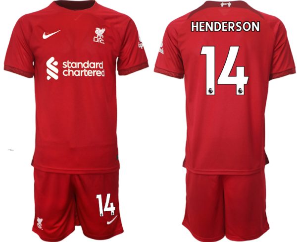 Fotbollströjor Billigt Liverpool Hemmatröja Herr 2023 Kortärmad + Korta byxor HENDERSON 14