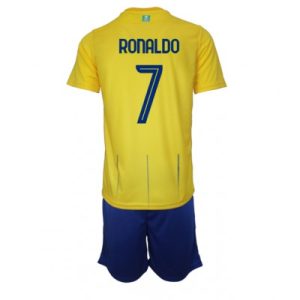 Fotbollsset Al-Nassr Hemmatröja 2023-2024 fotbollskläder barn med tryck Cristiano Ronaldo 7