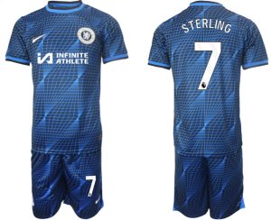 Billiga fotbollströjor Herr Chelsea Bortatröja set 2023-2024 med tryck Raheem Sterling 7