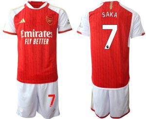 Köp billiga fotbollströjor Arsenal Hemmatröja 2023-24 röd Kortärmad + Korta byxor Bukayo Saka 7