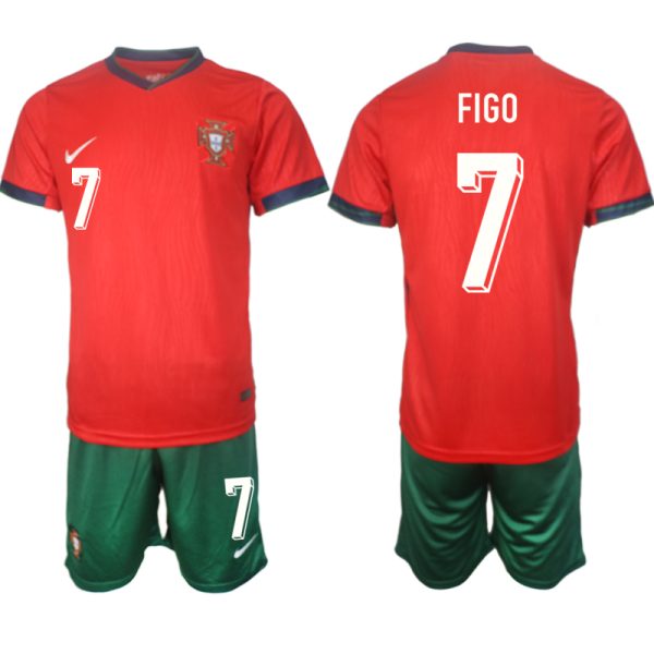 Beställ din Portugal EM 2024 Hemma Tröja set med tryck Luis Figo 7