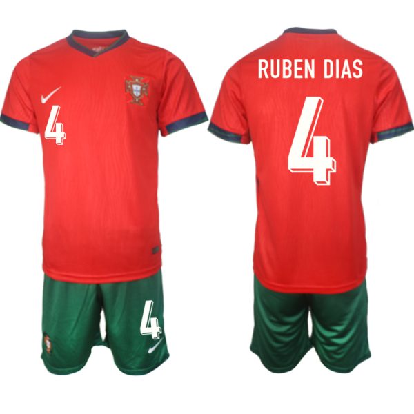 Beställ din Portugal EM 2024 Hemma Tröja set med tryck Ruben Dias 4