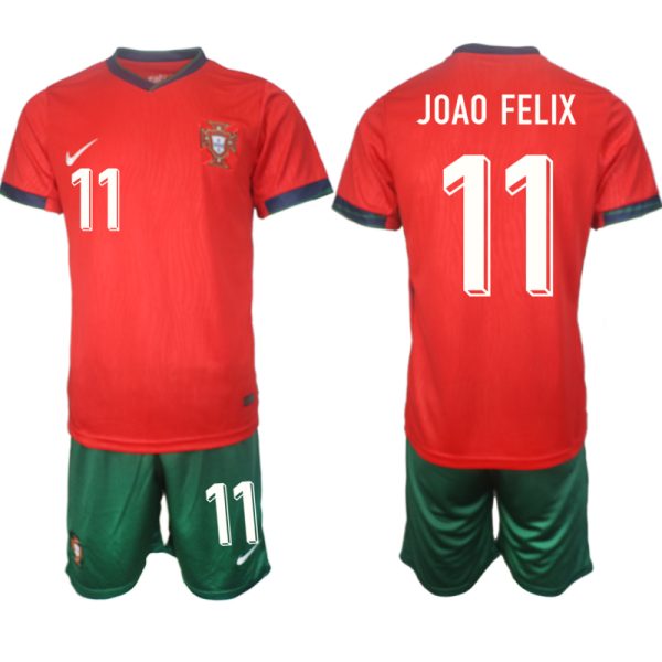 Portugal EM 2024 Hemma Tröja set Fotbollströjor till herr med tryck Joao Felix 11